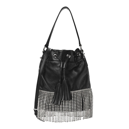 Miu Miu Nappa Crystal Fringe Bucket Bag Black 1 of 9