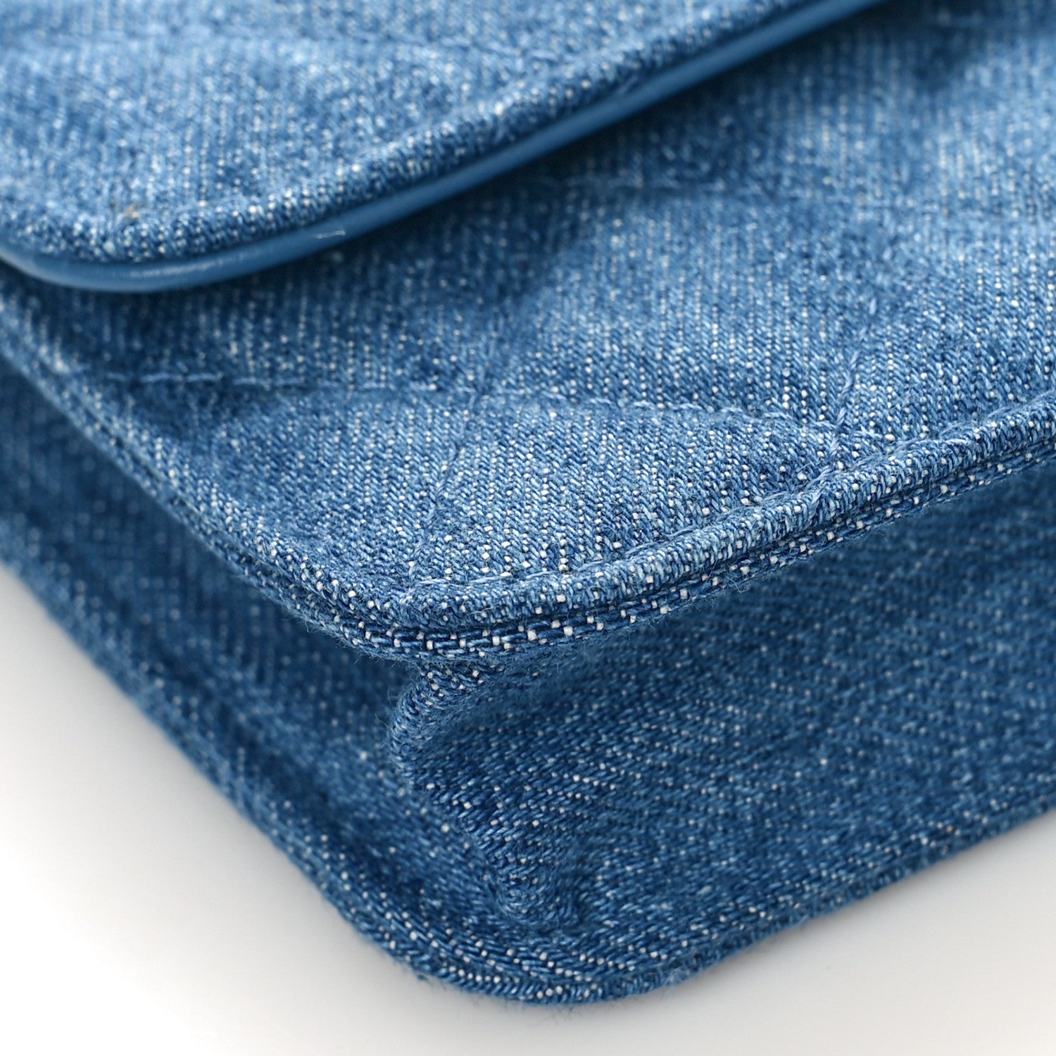 Chanel Denim Quilted CC Pearl Crush Clutch With Chain Blue 8 of 10