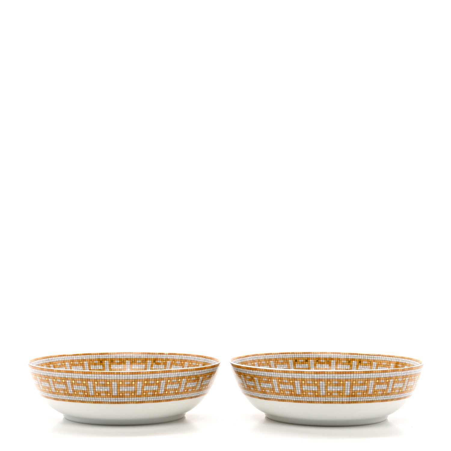 Hermes Porcelain Mosaique Au 24 Gold Cereal Bowl Set of 2 2 of 7