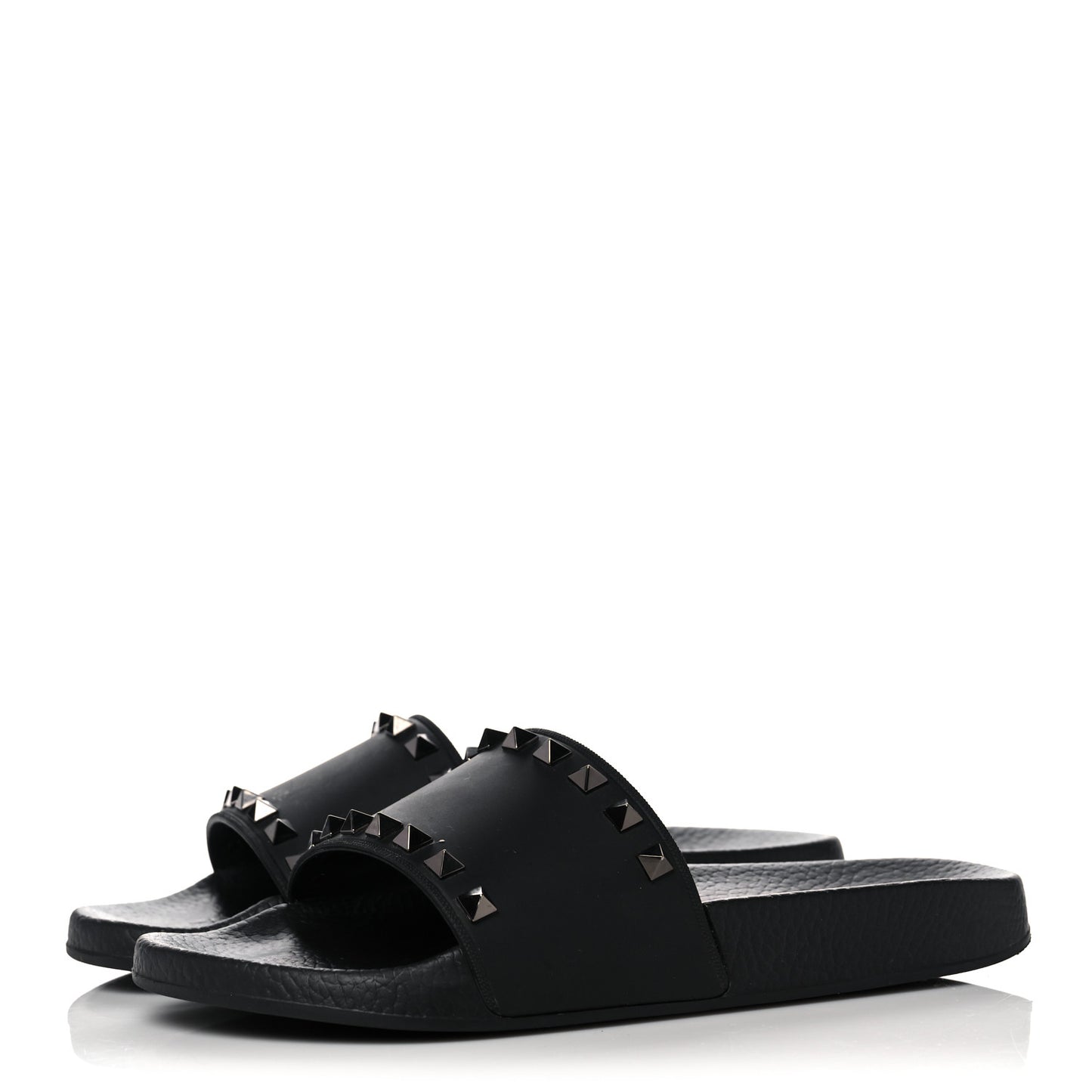 Rubber Rockstud Slide Sandals 38 Black