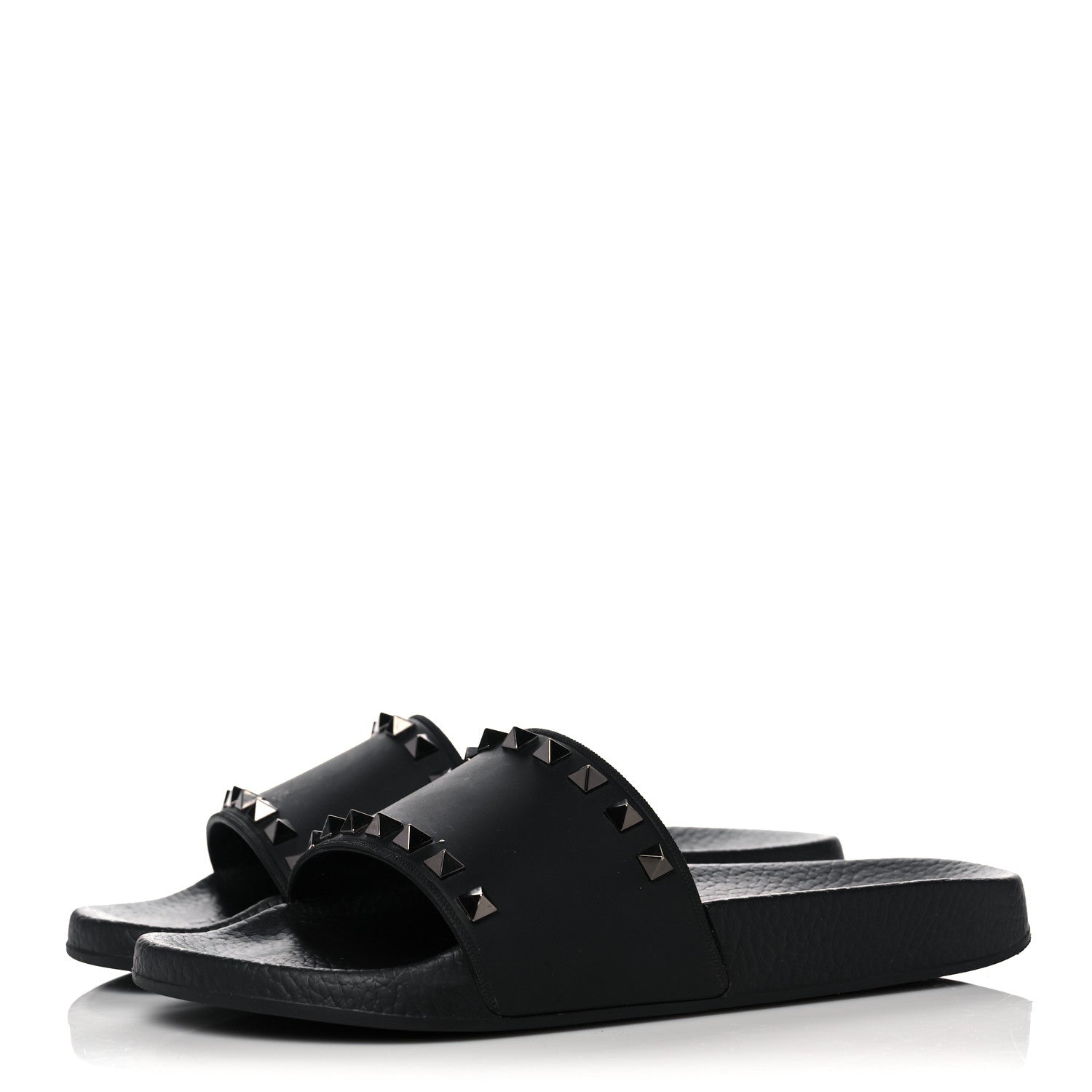 Valentino Garavani Rubber Rockstud Slide Sandals 38 Black 3 of 12
