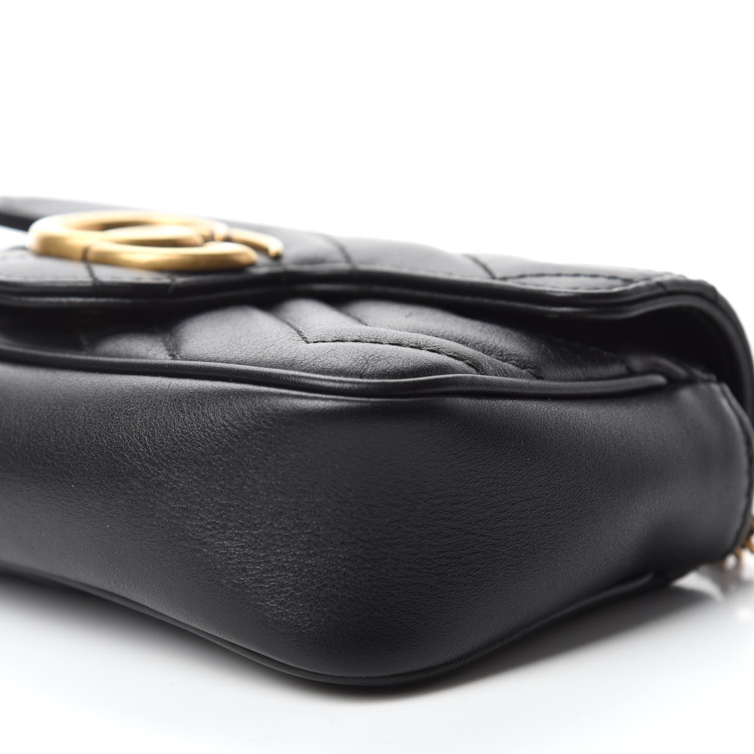 Gucci Calfskin Matelasse Super Mini GG Marmont Shoulder Bag Black 7 of 12