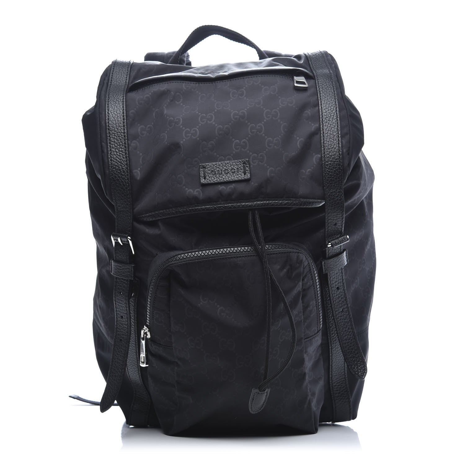 Gucci Nylon Monogram Medium Light Double Buckle Backpack Black 1 of 10