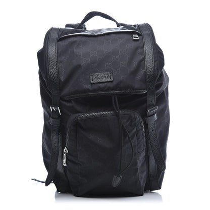 Gucci Nylon Monogram Medium Light Double Buckle Backpack Black 1 of 10