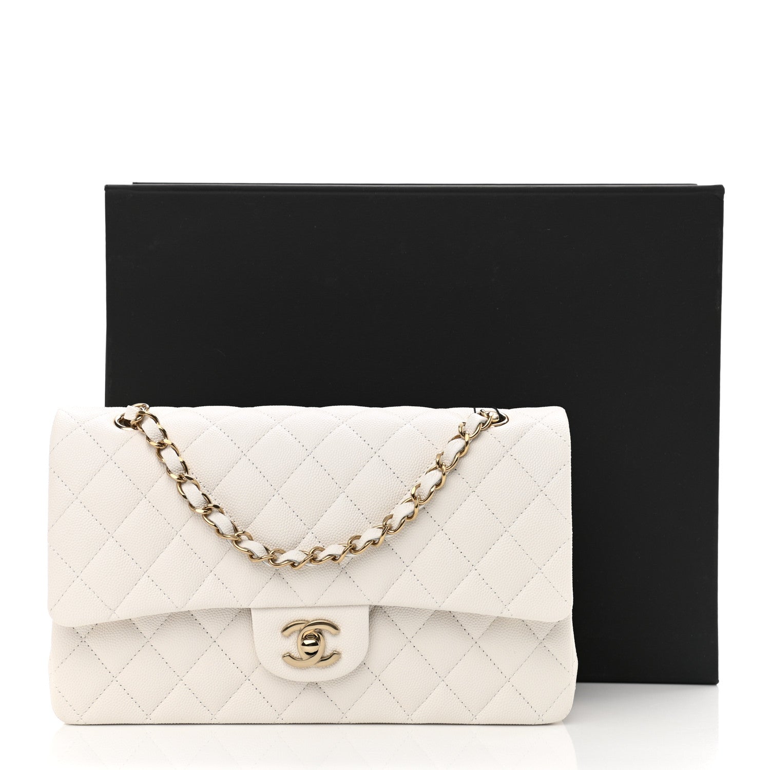 Chanel Caviar Quilted Medium Double Flap White 10 of 10