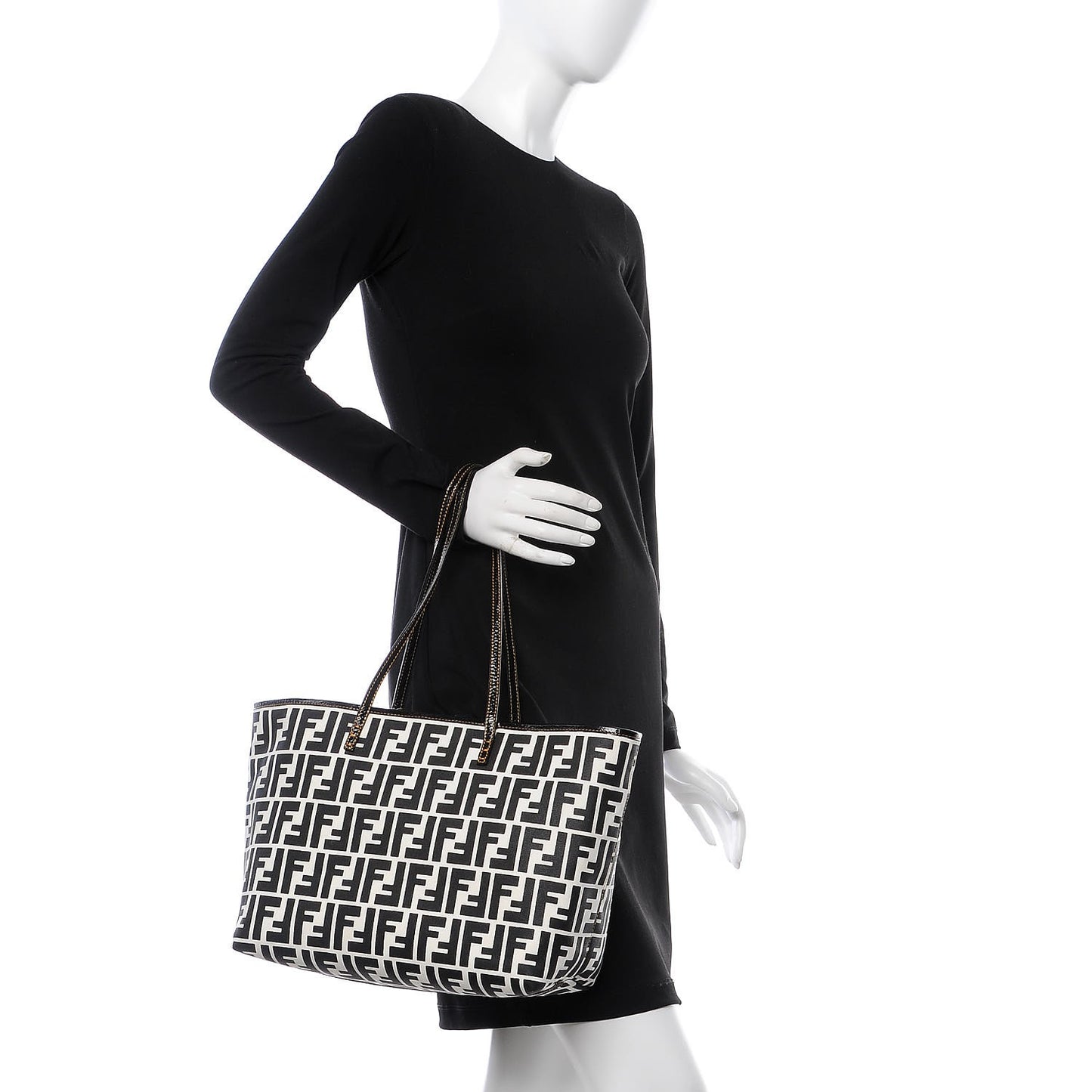 Canvas FF Small Roll Tote Black White