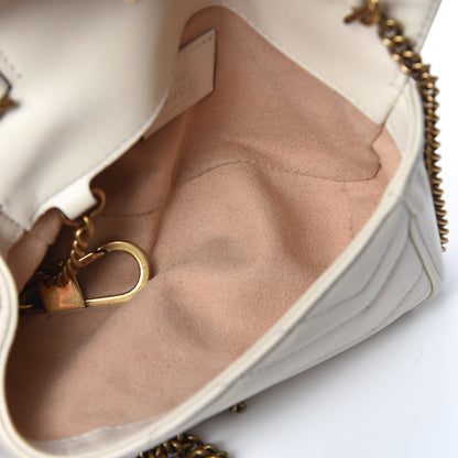Gucci Calfskin Matelasse Super Mini GG Marmont Shoulder Bag White 7 of 15