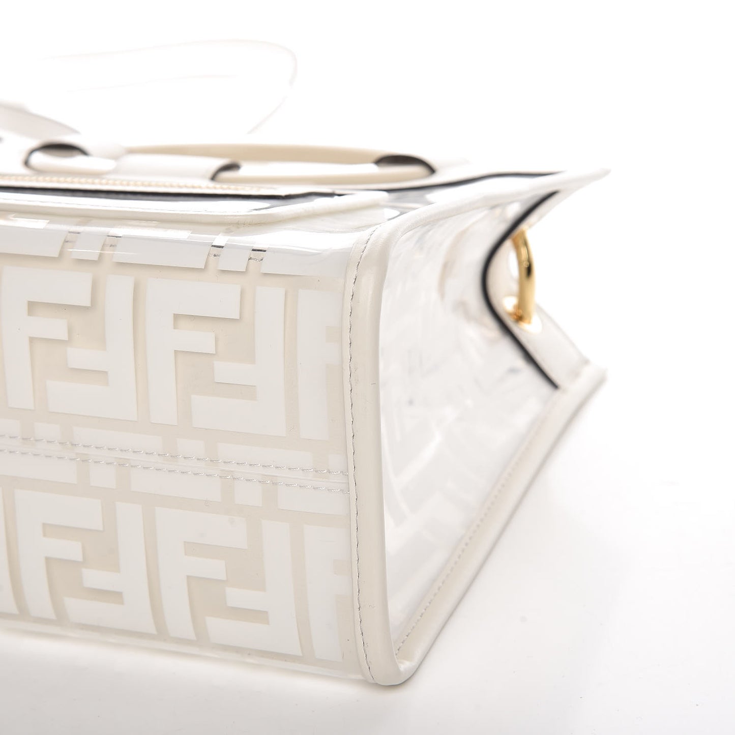 TPU FF Vitello Century Plexiglass Small Runaway Shopper Tote White