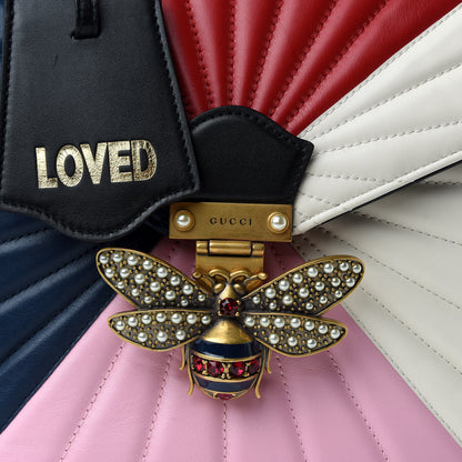 Gucci Calfskin Bamboo Trapuntata Queen Margaret Backpack Blue Agata Hibiscus Red Mystic White Sugar Pink 9 of 9