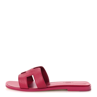 Hermes Epsom Oran Sandals 37.5 Rose Magenta 1 of 12