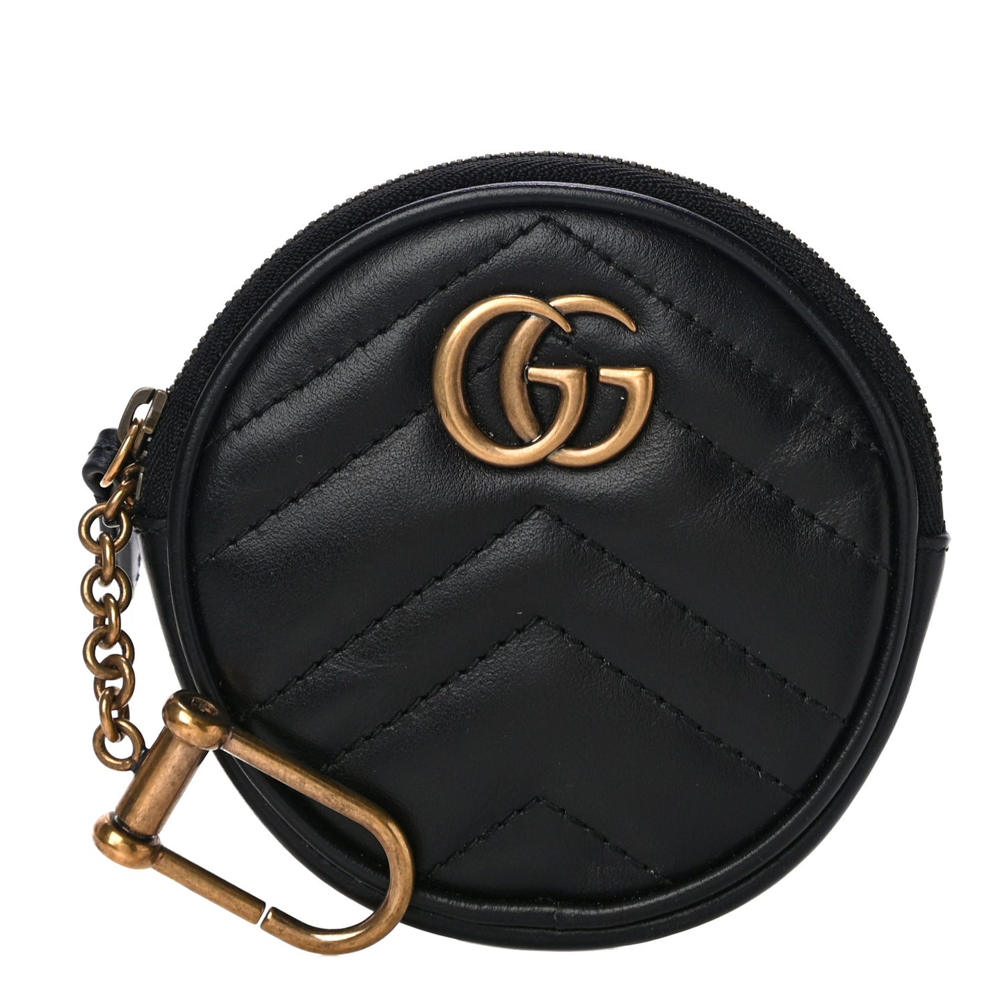 Calfskin Matelasse GG Marmont Round Coin Purse Black