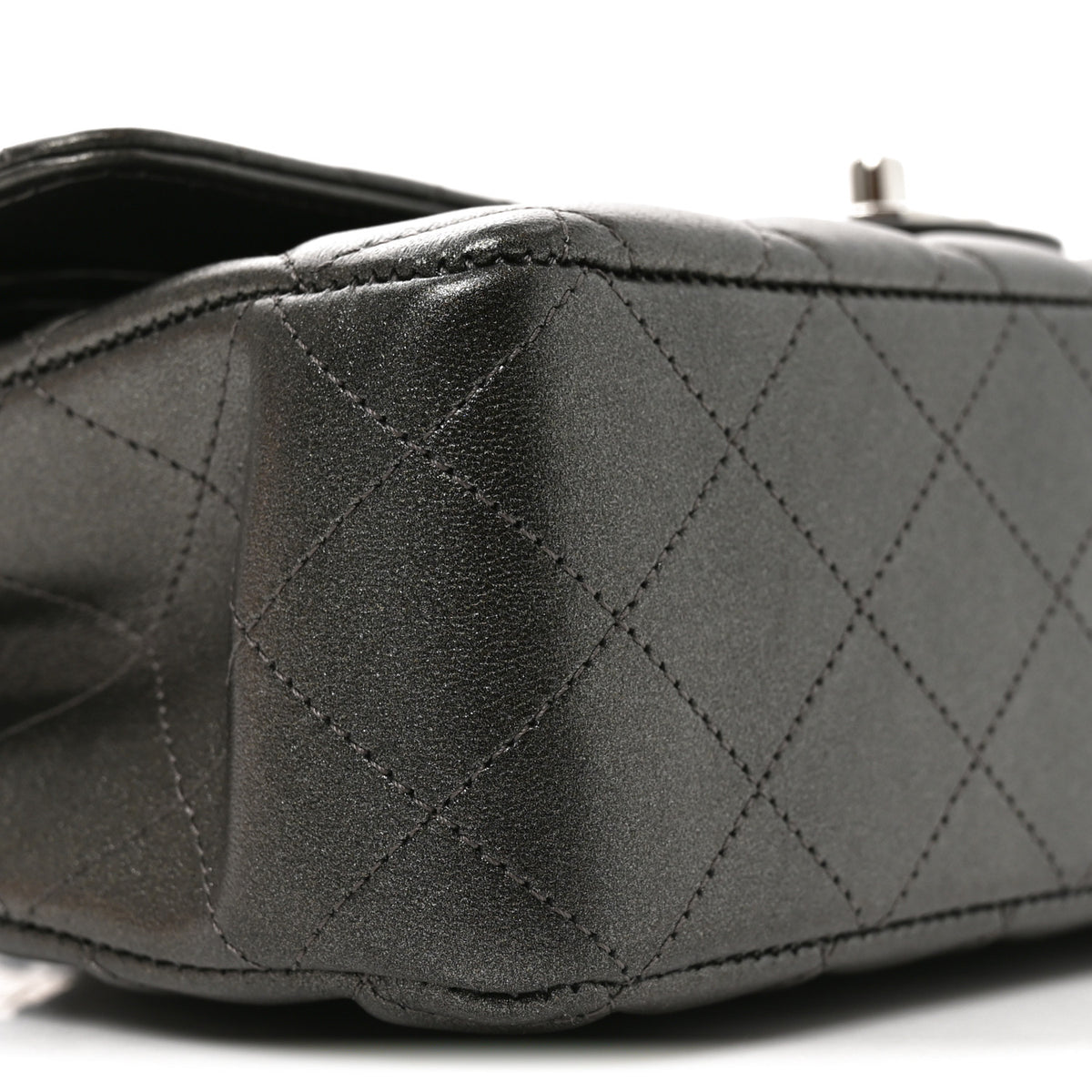 Chanel Metallic Lambskin Quilted Medium Double Flap Anthracite 9 of 10