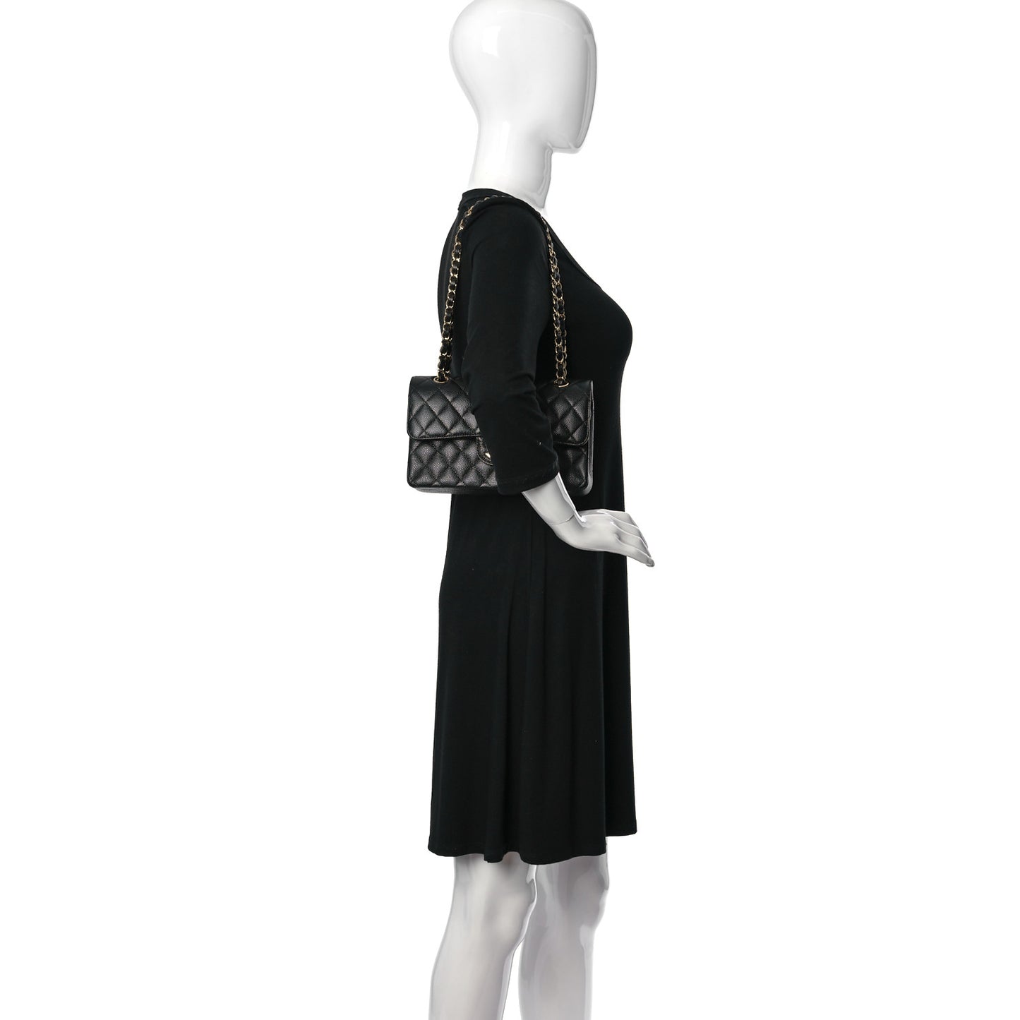Caviar Quilted Small Double Flap Black