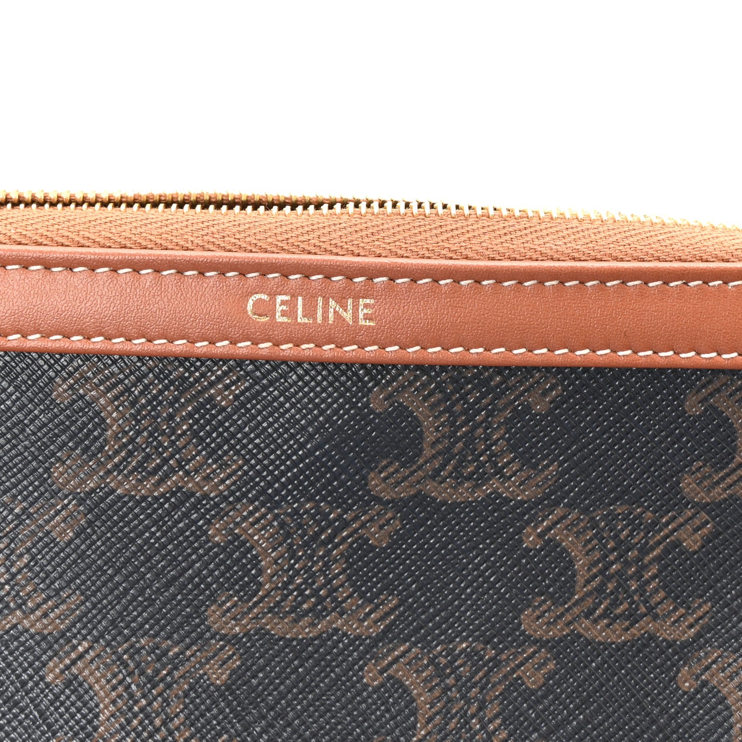 Triomphe Canvas Calfskin Medium Cosmetic Pouch Tan