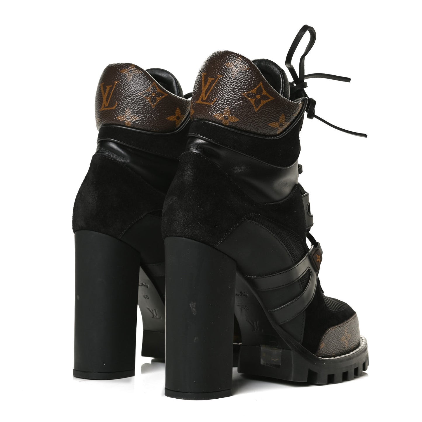 Suede Calfskin Monogram Star Trail Ankle Boots 40 Black