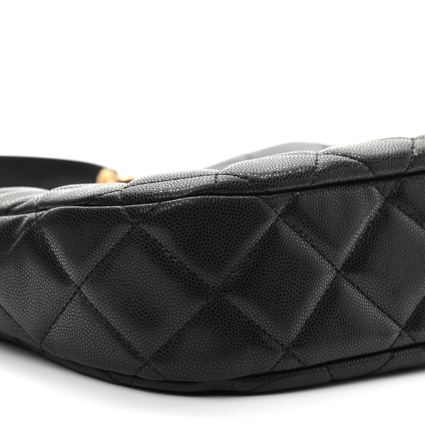 Caviar Quilted Twist Your Buttons Hobo Black