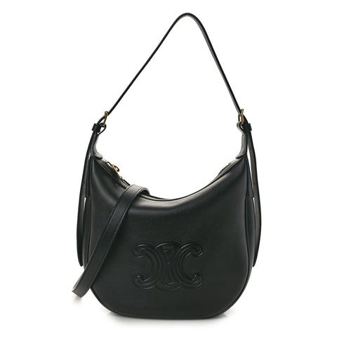 Supple Calfskin Cuir Triomphe Small Heloise Shoulder Bag Black