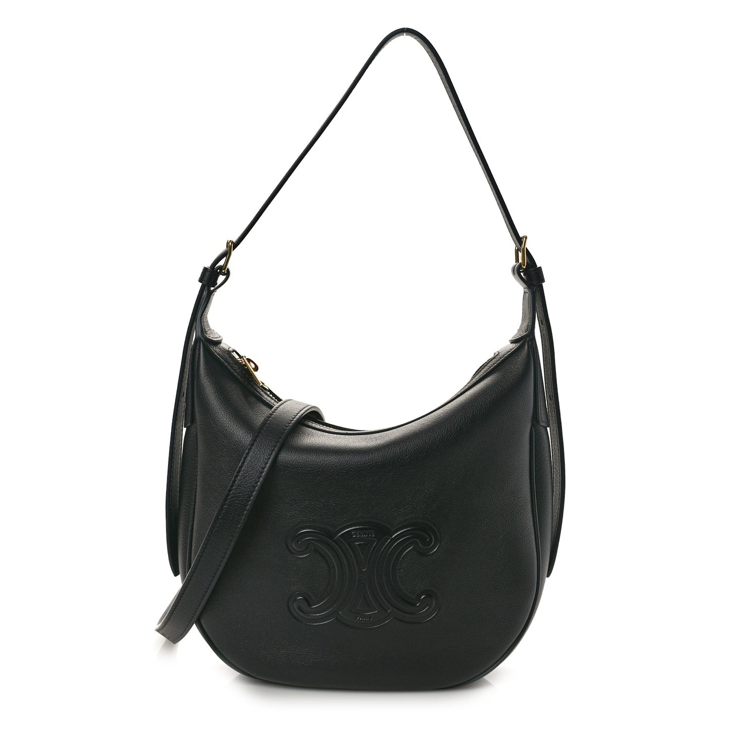 Supple Calfskin Cuir Triomphe Small Heloise Shoulder Bag Black