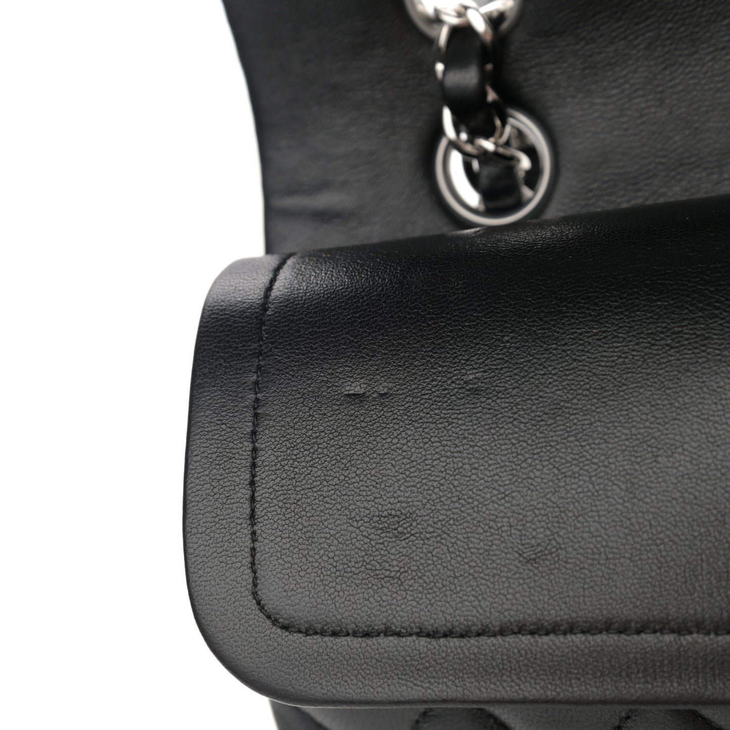 Lambskin Quilted Medium Double Flap Black