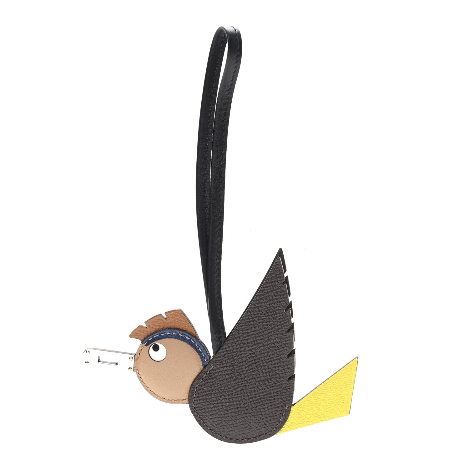 Hermes Epsom Swift Chevre Mysore Birdy Bag Charm Jaune Ambre Black Biscuit 1 of 5