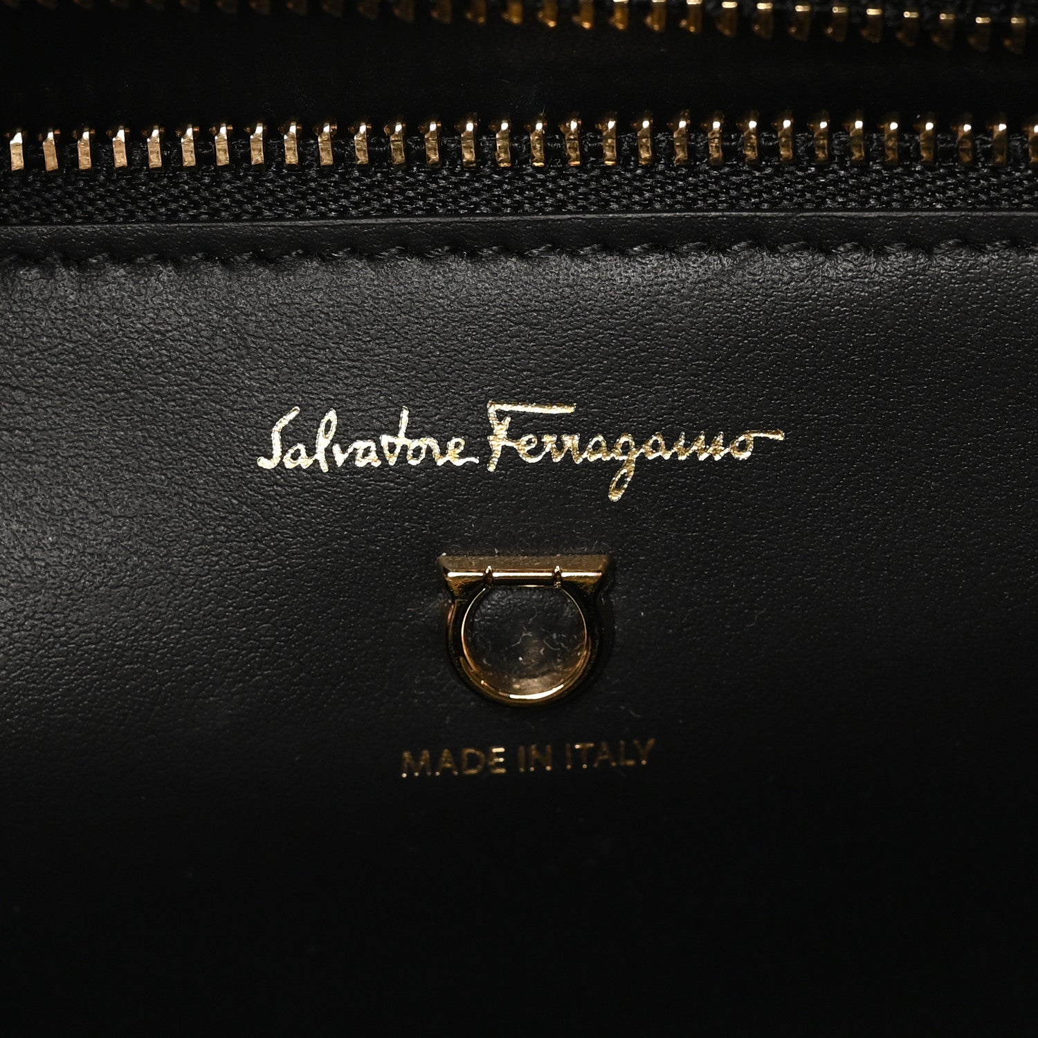 Salvatore Ferragamo Grainy Calfskin Gemini Tote Black 1879814
