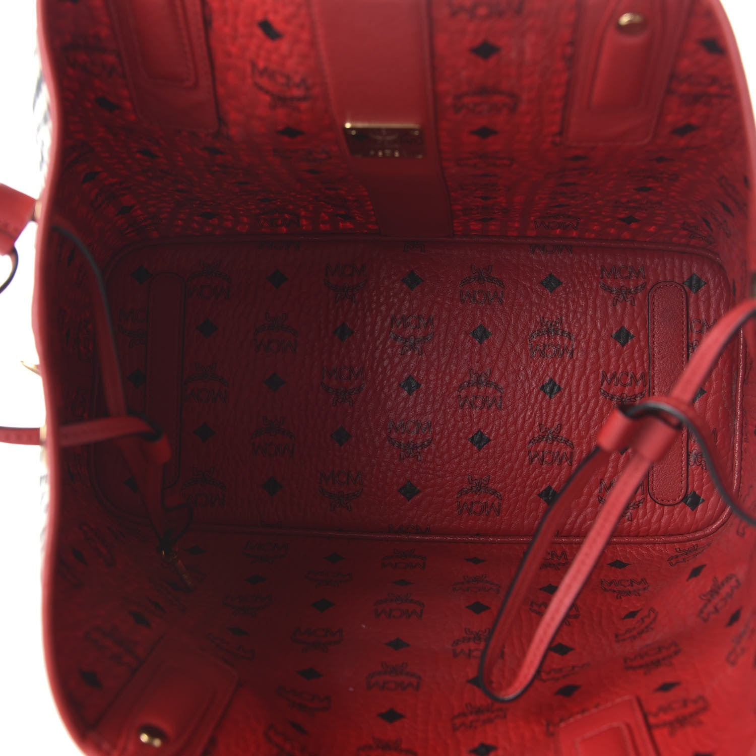 MCM Visetos Medium Liz Reversible Shopper Tote Ruby Red 12 of 15