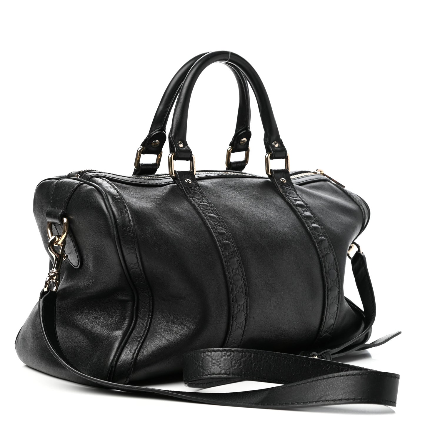 Calfskin Microguccissima Trim Medium Boston Black