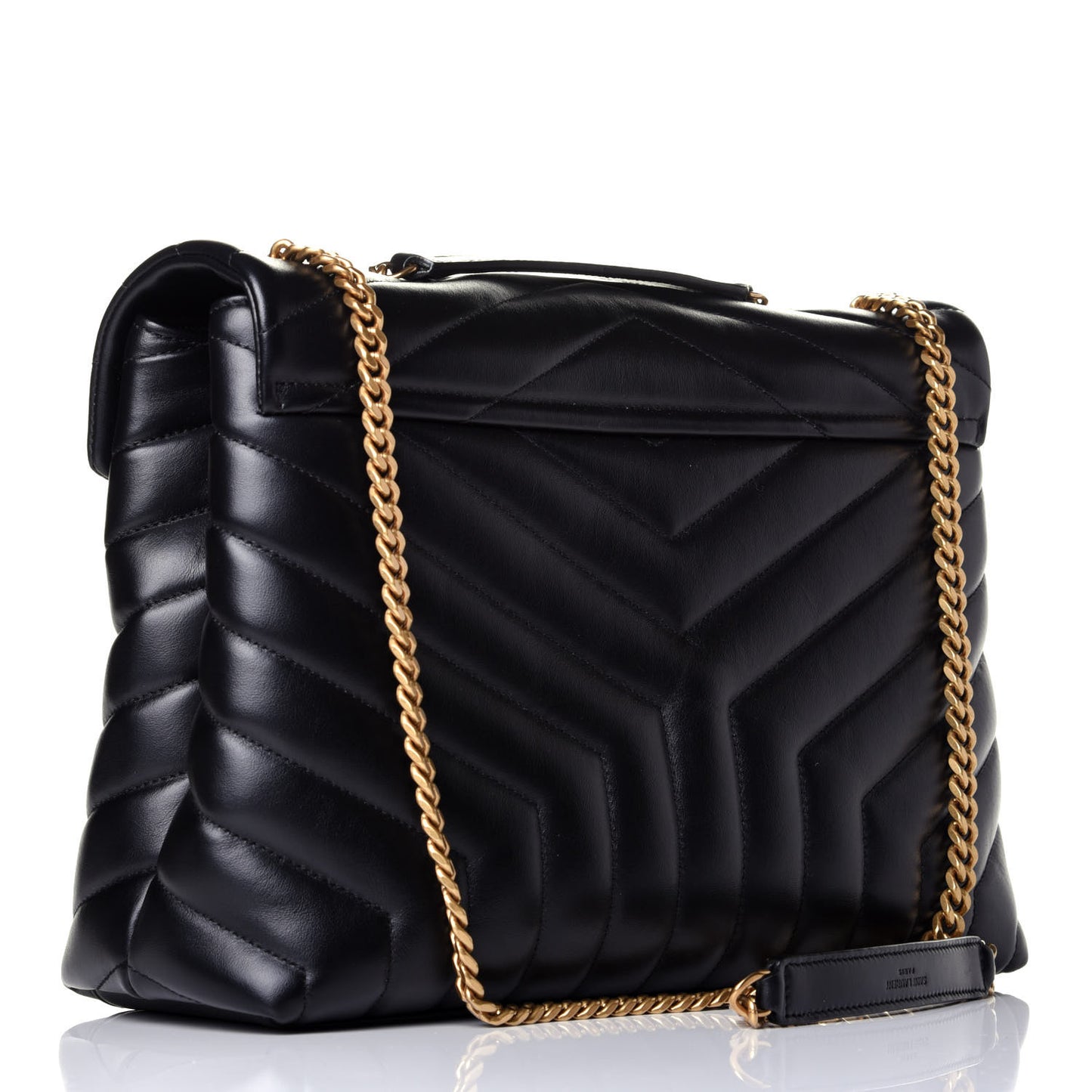 Calfskin Y Quilted Monogram Medium Loulou Chain Satchel Black