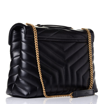 Saint Laurent Calfskin Y Quilted Monogram Medium Loulou Chain Satchel Black 3 of 9