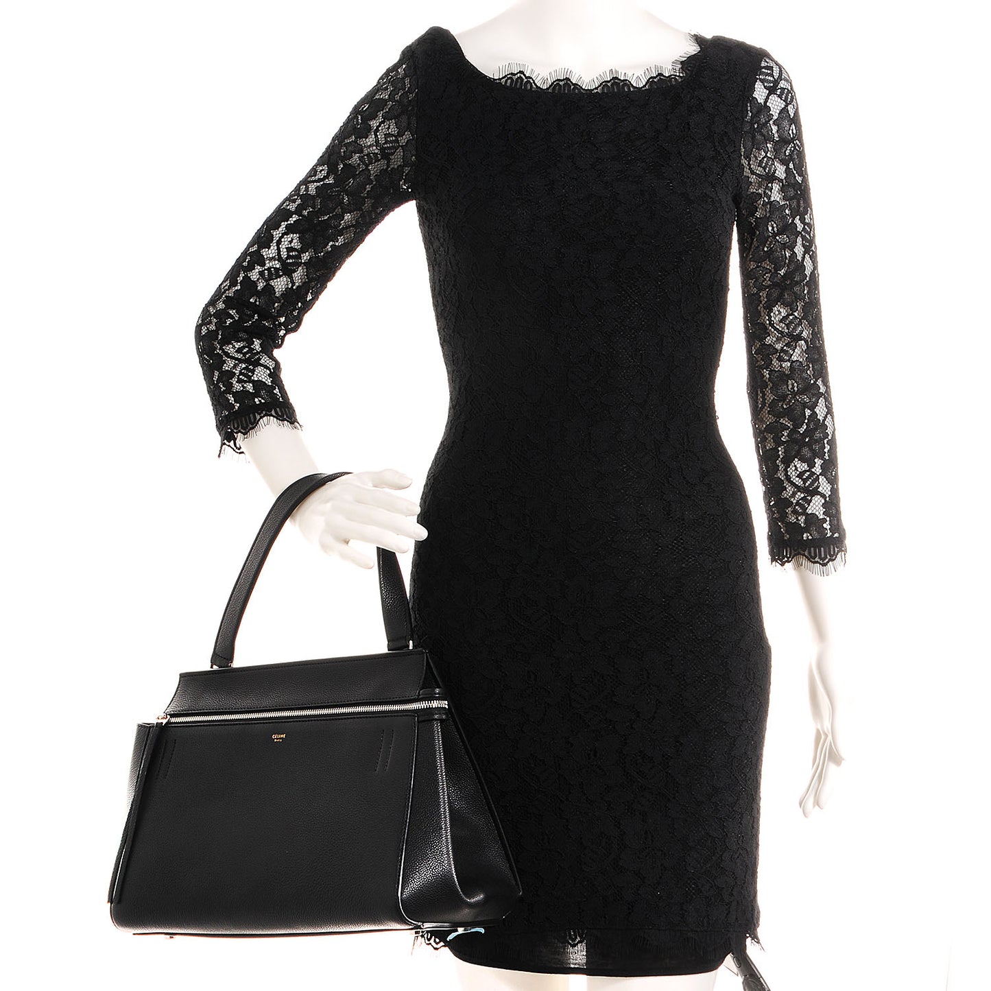 Grained Calfskin Small Edge Shoulder Bag Black