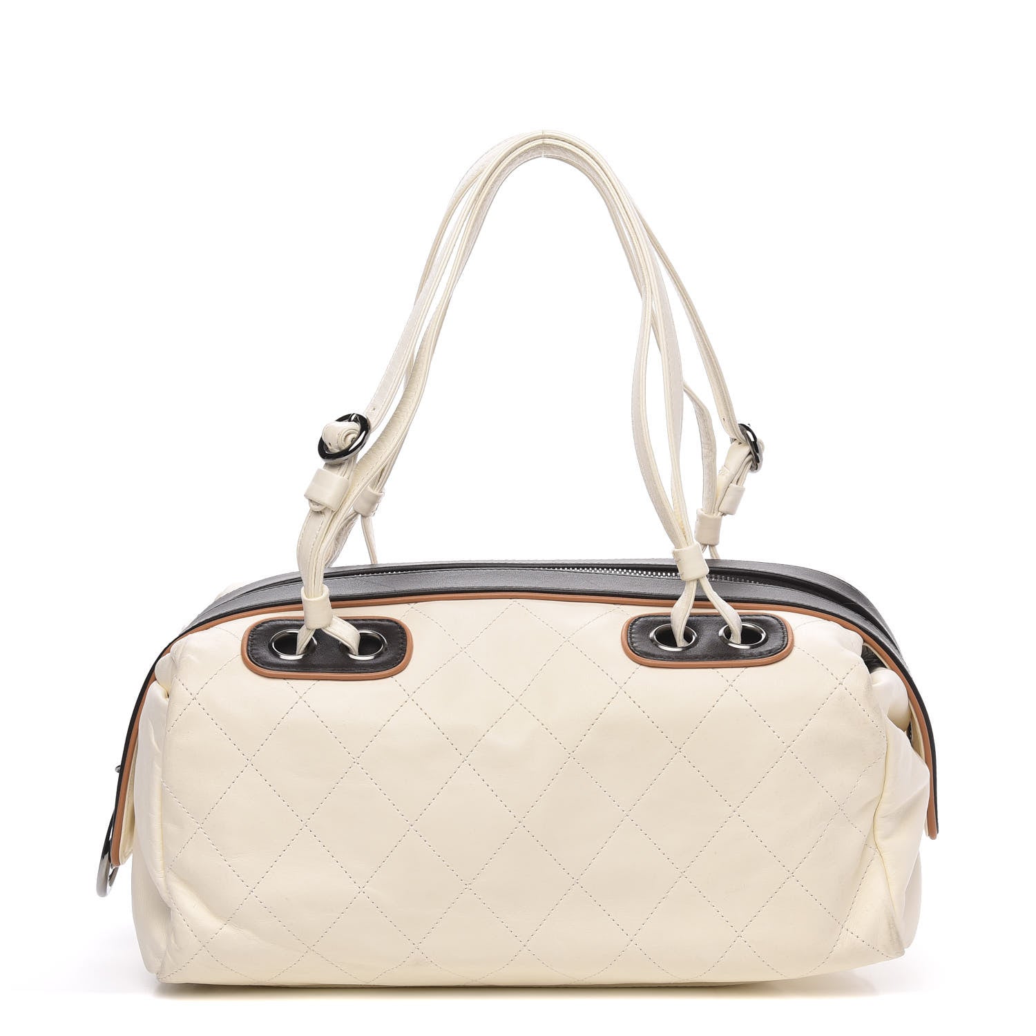 Chanel Lambskin Quilted Bowler White 1 of 11