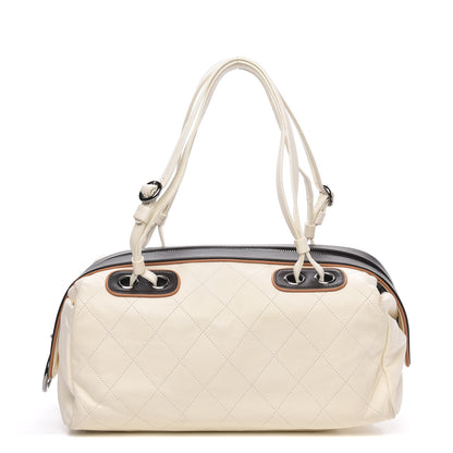 Chanel Lambskin Quilted Bowler White 1 of 11