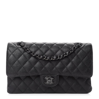 Chanel Crumpled Calfskin Quilted Medium Double Flap So Black 1 of 11