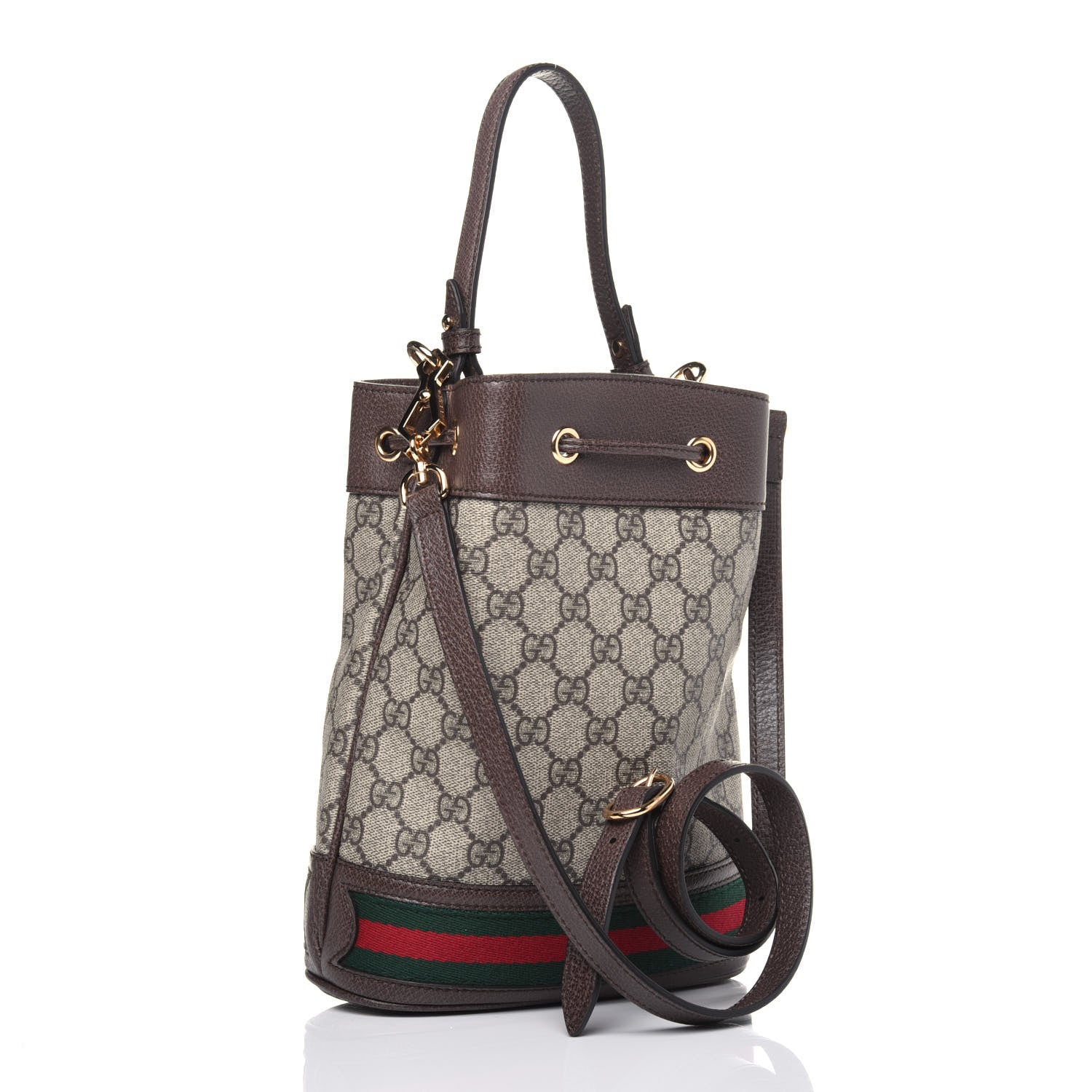 Gucci GG Supreme Monogram Web Small Ophidia Bucket Bag Brown 3 of 15
