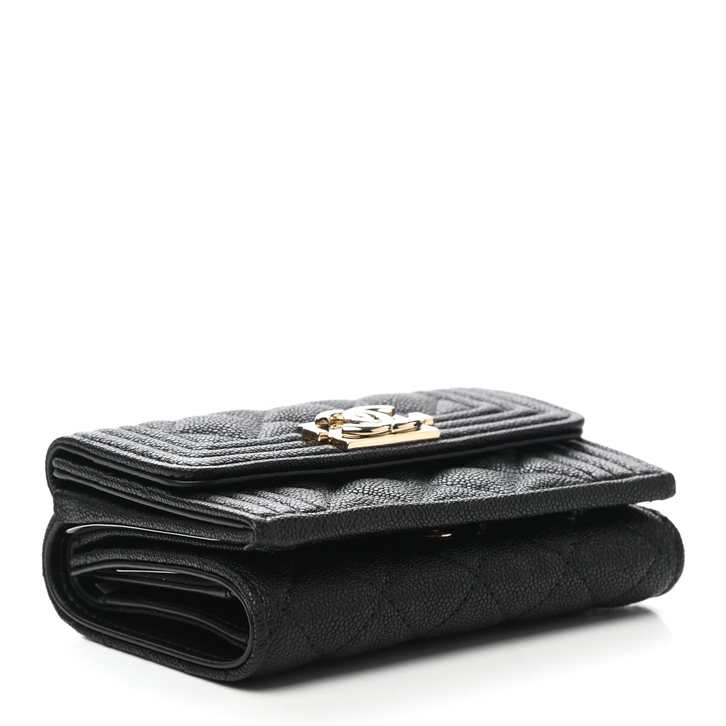 Caviar Quilted Small Boy Flap Wallet Black