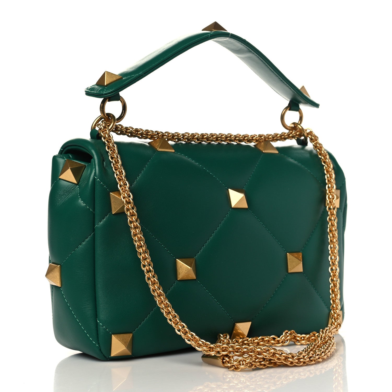 Valentino Garavani Nappa Large Roman Stud Shoulder Bag Jungle 3 of 8