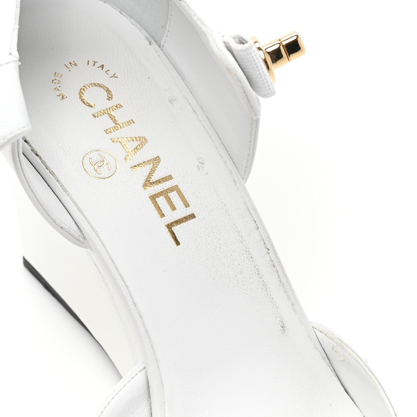 Lambskin Patent Cap Toe Mary Jane Wedge Pumps 41 White Black