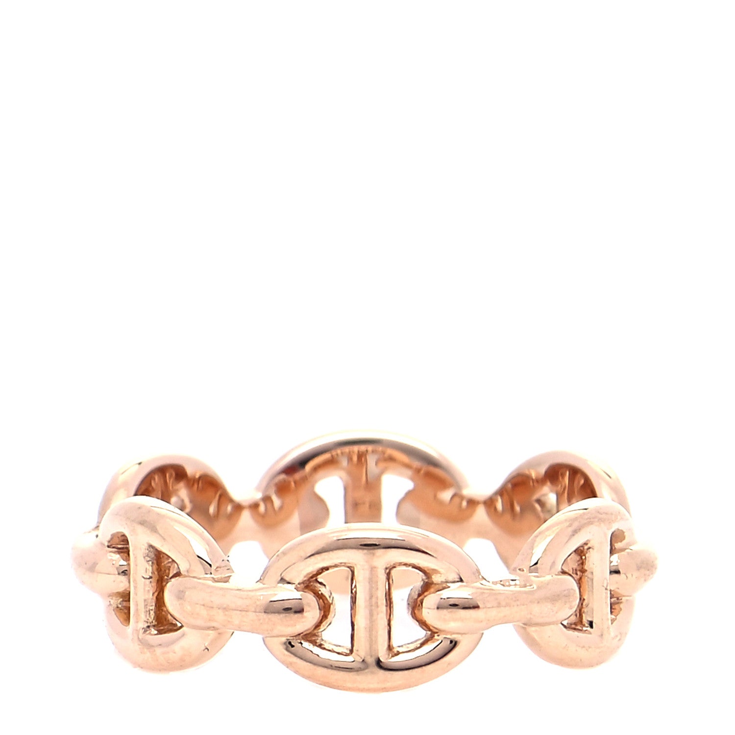 Hermes 18K Rose Gold PM Chaine D'Ancre Enchainee Ring 49 4.75 1 of 6