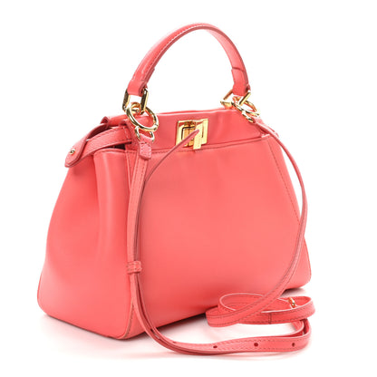 Fendi Nappa Stacked Bar Mini Peekaboo Iconic Satchel Lampone 3 of 10