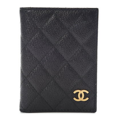 Chanel Logo Calfskin Embossed Quilted Card Holder Wallet Black 1 of 8
