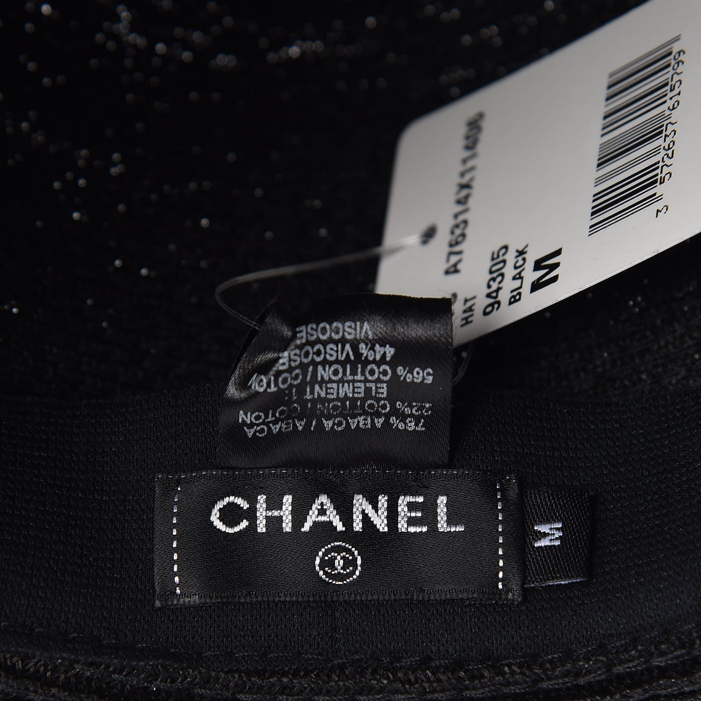 Straw CC Fedora Hat M Black