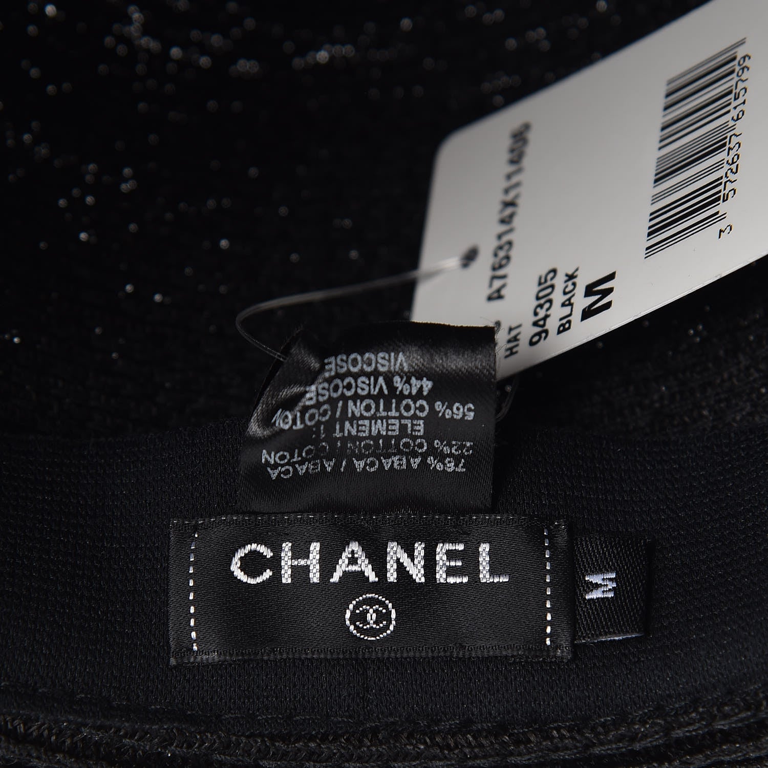 Chanel Straw CC Fedora Hat M Black 5 of 5
