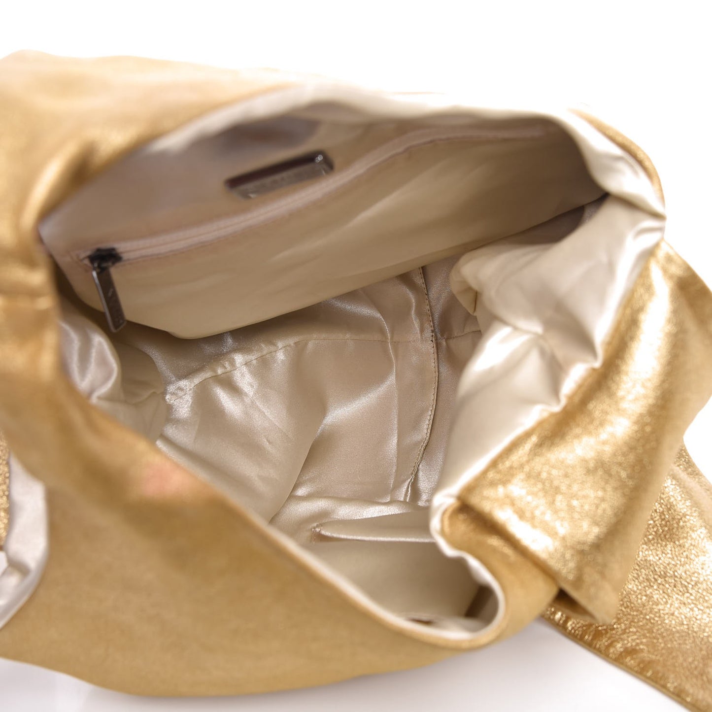 Metallic Lambskin Knot Hobo Gold