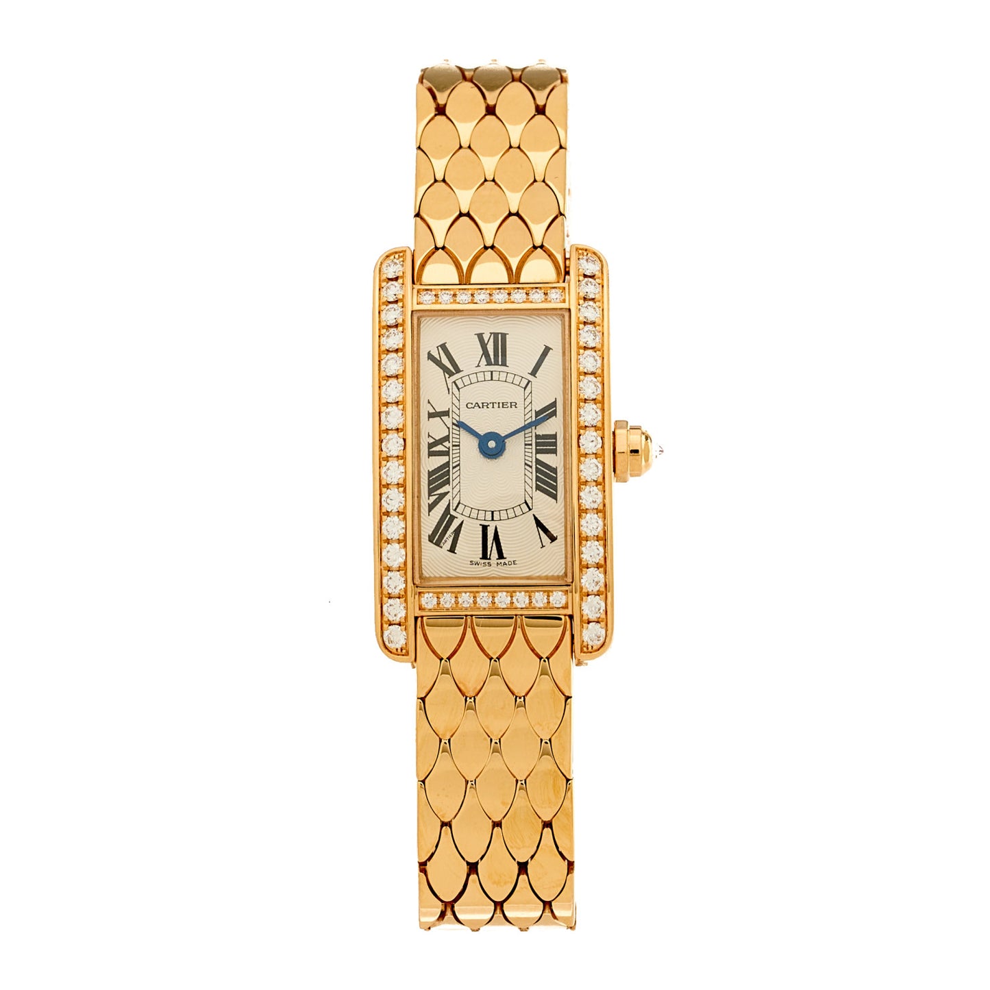 18K Pink Gold Diamond Bezel 15mm Tank American Watch