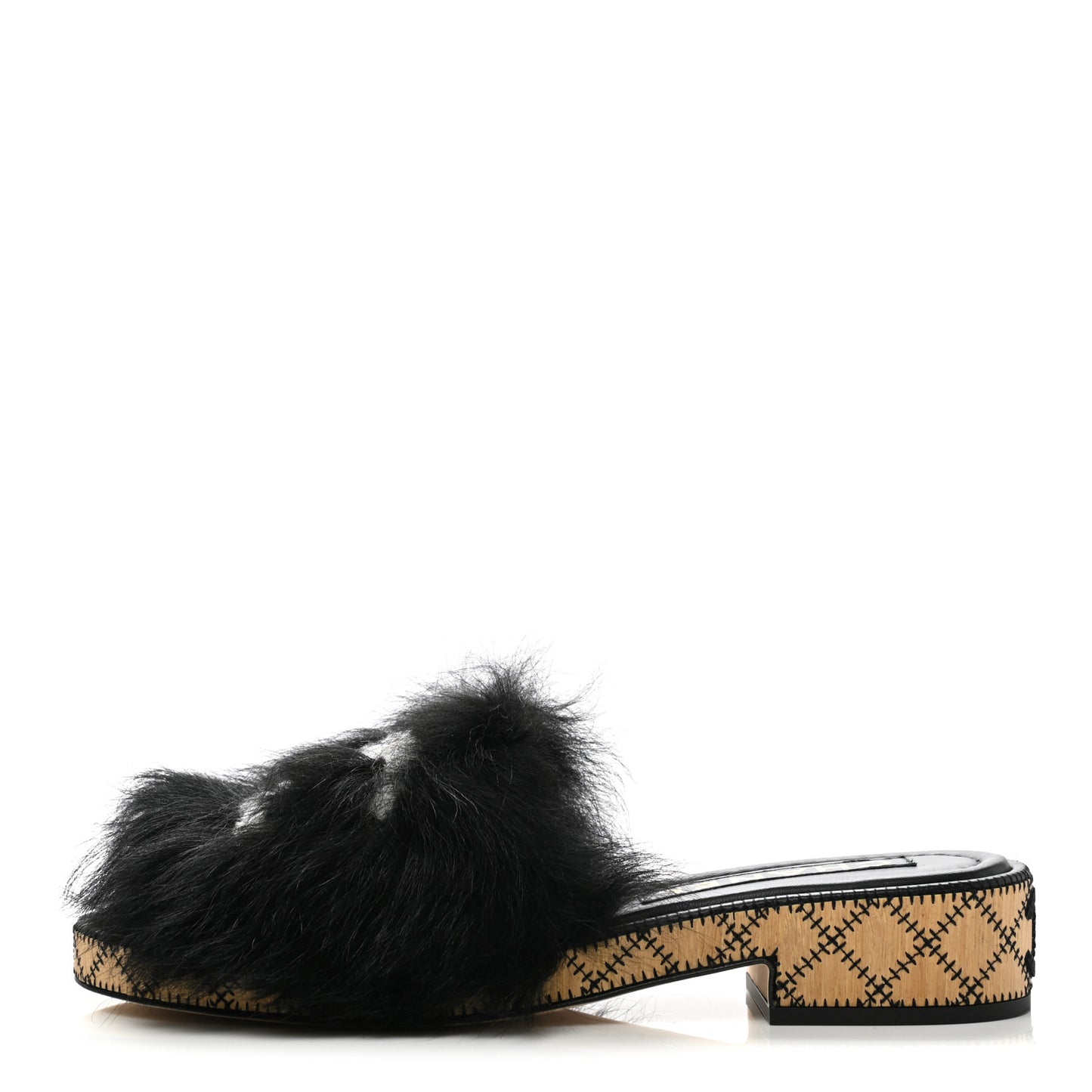 Shearling Lambskin CC Mules 40 Black White