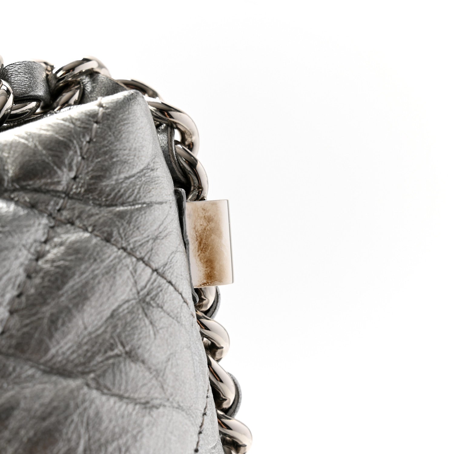 Chanel Metallic Crackled Calfskin Quilted Large Big Bang Hobo Silver 13 of 13