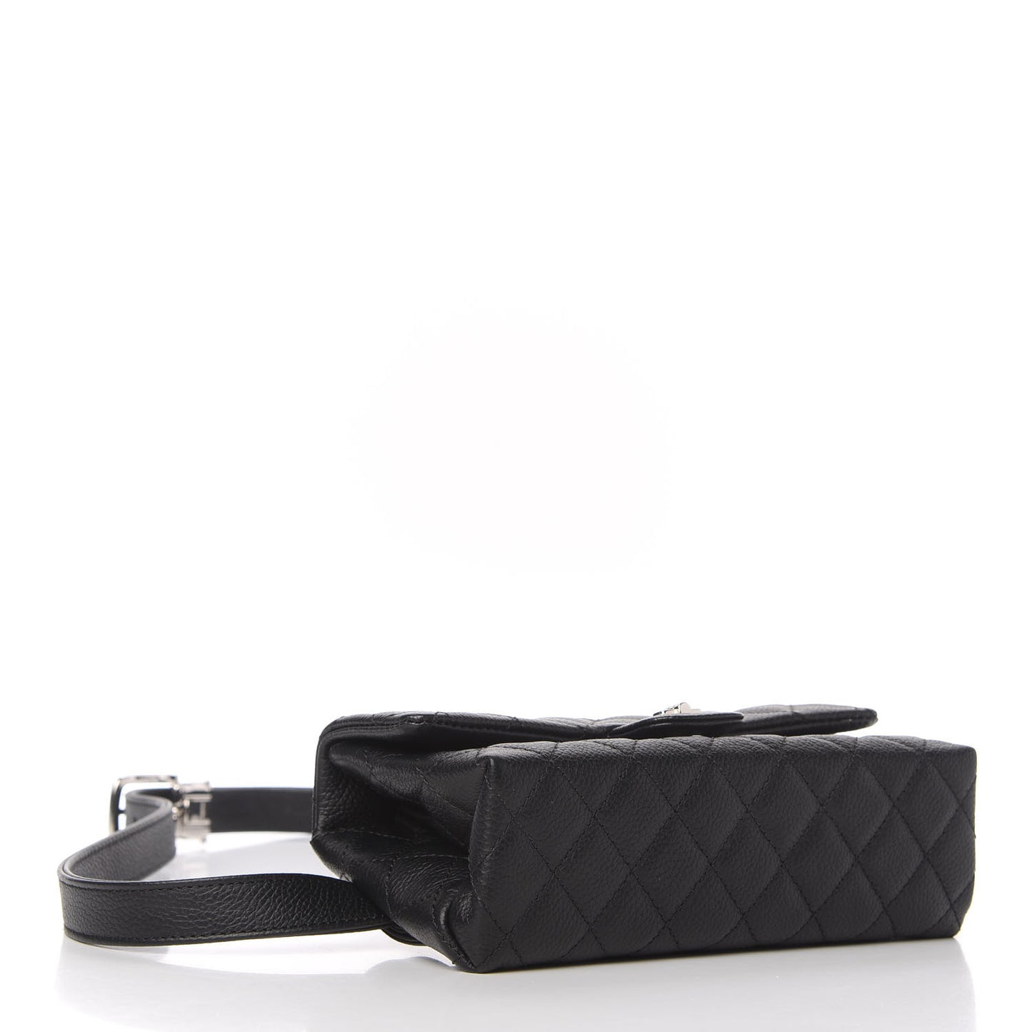 Grained Calfskin Quilted 2.55 Reissue Flap Belt Bag Clutch Black