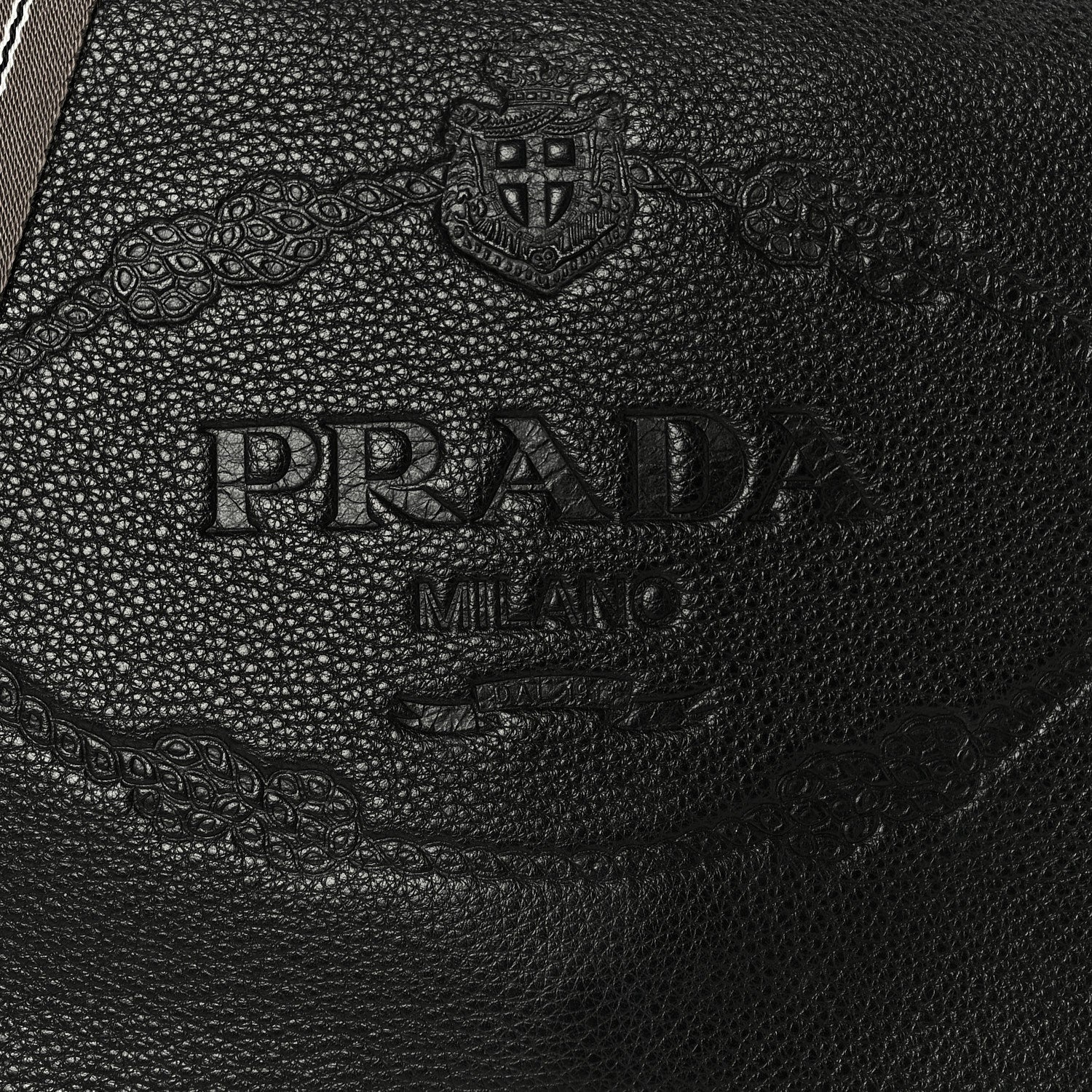 Prada Vitello Daino Embossed Logo Flap Shoulder Bag Black 9 of 11