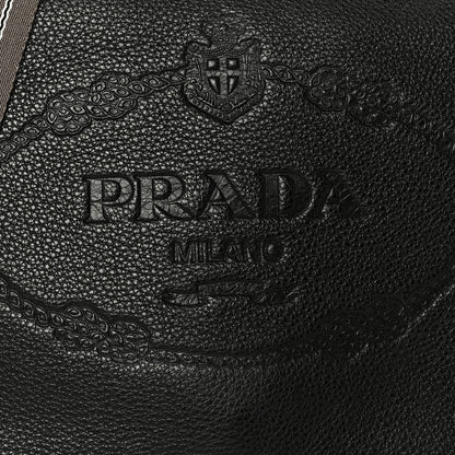 Prada Vitello Daino Embossed Logo Flap Shoulder Bag Black 9 of 11