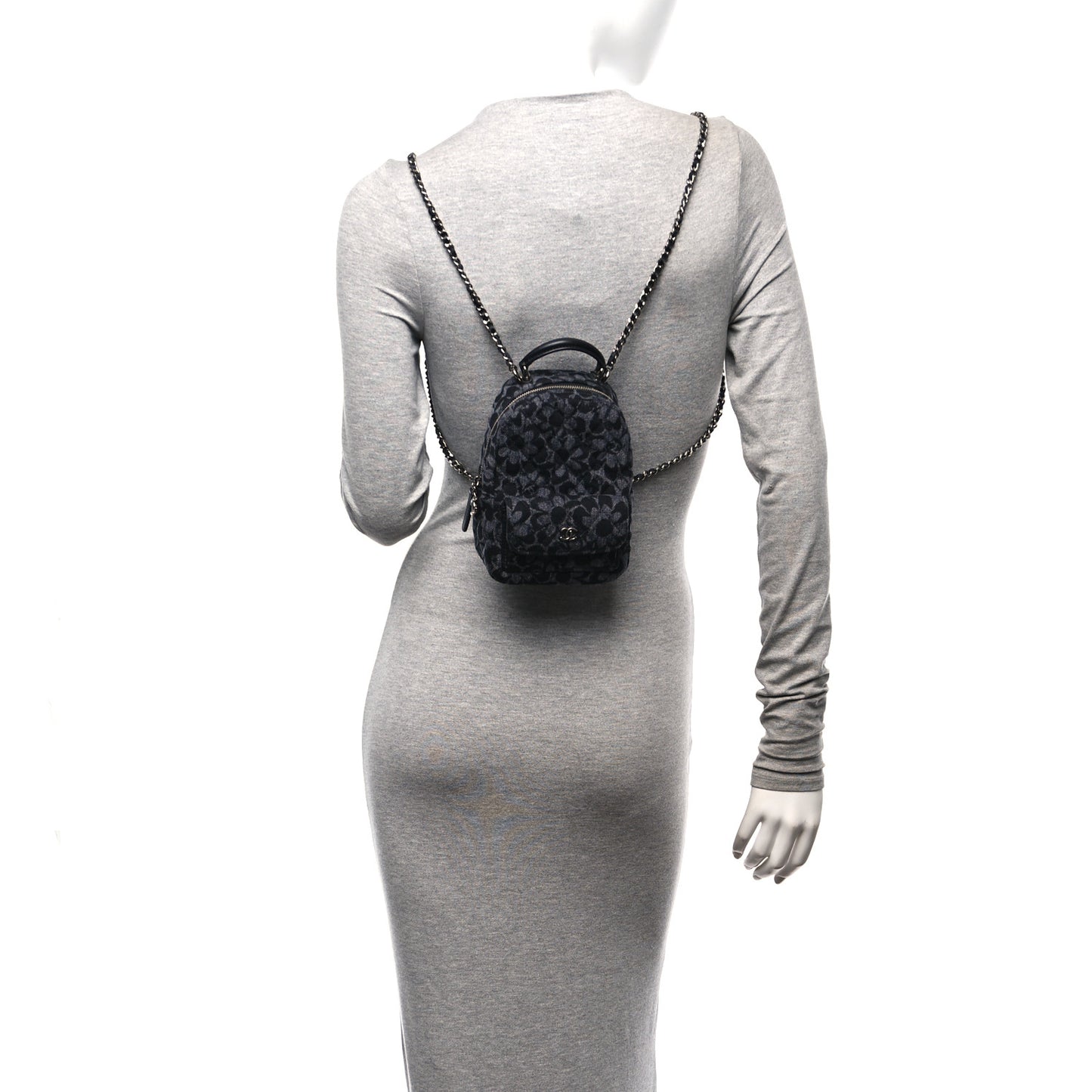 Denim Quilted Flower CC Mini Classic Backpack Black